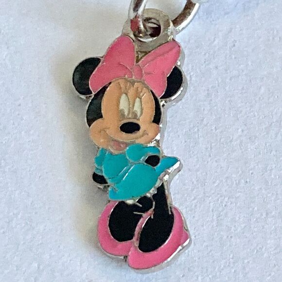 Vintage Disney Happy Minnie Mouse Pink Bow Clip On Charm Zipper Pull Bag Purse - Picture 3 of 7